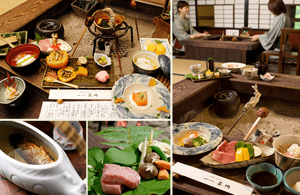 囲炉裏を囲んでゆっくりおくつろぎ下さい