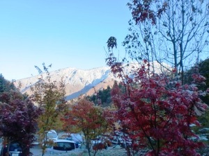 紅葉と雪景色